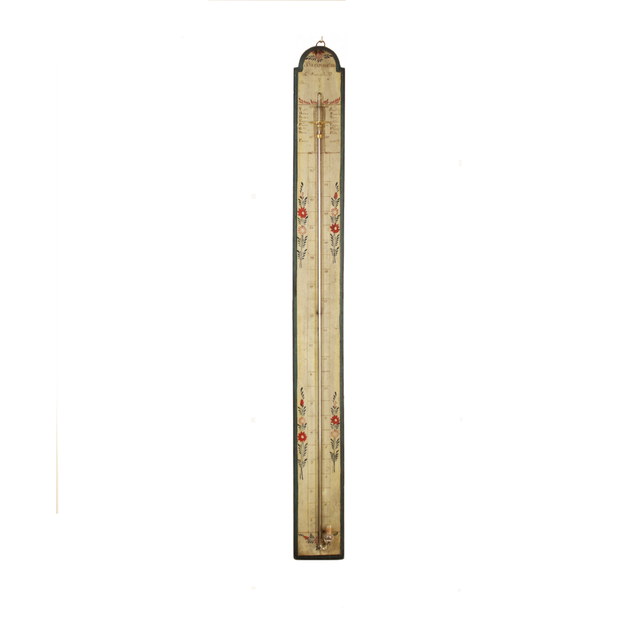 A French polychrome painted stick barometer, circa 1800