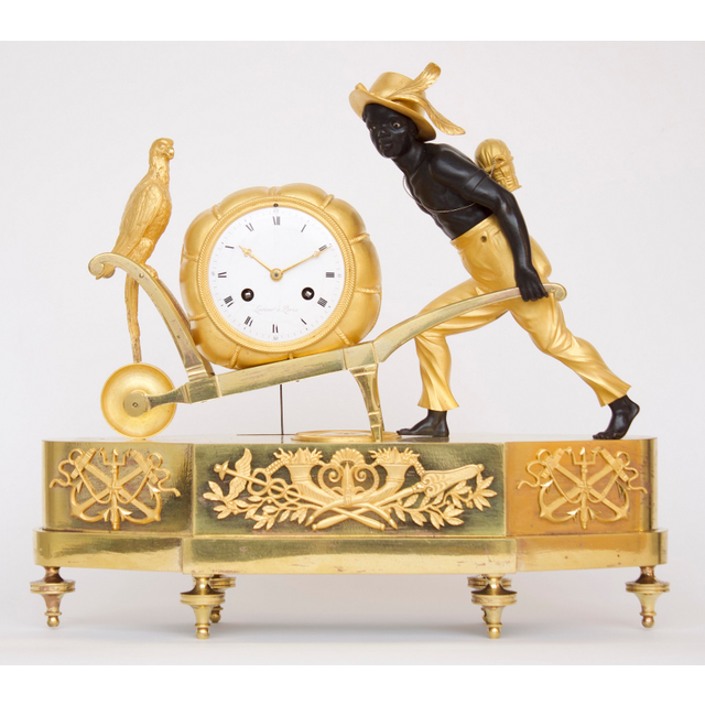 A rare French Empire ormolu and bronze ‘au bon sauvage’ mantel clock Lesieur à Paris, circa 1800