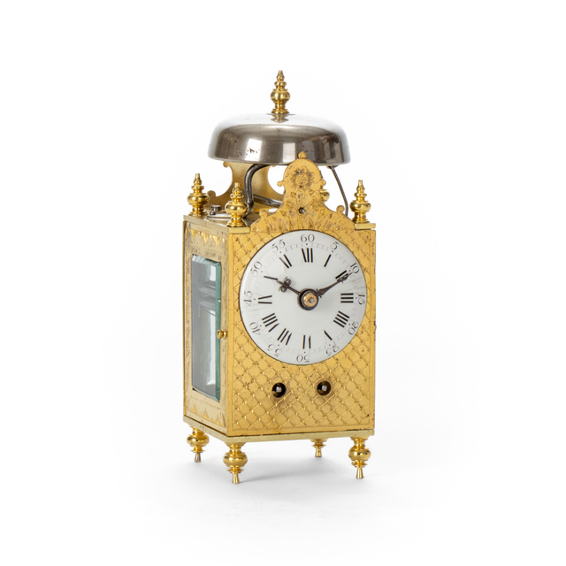 Ein Miniatur-Französisch Messing Tischlaternen-Uhr mit Schlagwerk, ca. 1780.