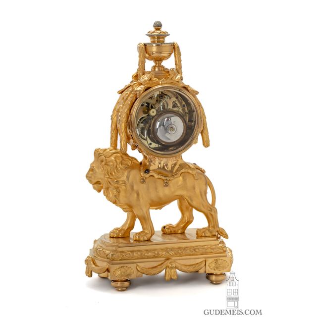 Eine seltene französische Louis XVI vergoldete Bronzeuhr 'au lion', Jean-Joseph de Saint-Germain, um 1770