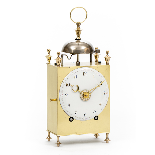 Eine französische Messing-'Capucine'-Reiseuhr mit Schlagwerk, Repetition und Wecker, ca. 1790.