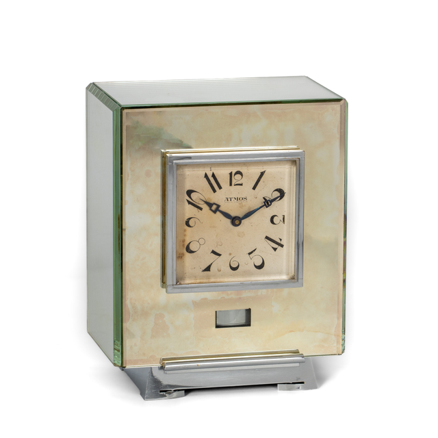 A French Art Deco mirror glass Reutter Patent atmos clock, model A3, circa 1933.