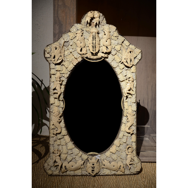 Mirror in bone made by prisoners of war, England, ca. 1800