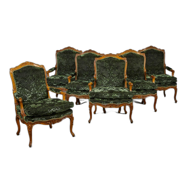 Ensemble van zes Louis XV fauteuils à la Reine