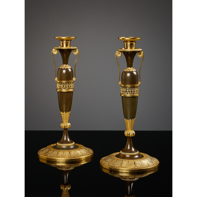 Pair of French Directoire candlesticks, attributed to Claude Galle