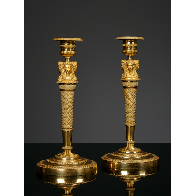 Pair of French Empire candlesticks