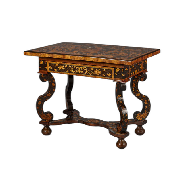 Dutch Louis XIV table with floral marquetry