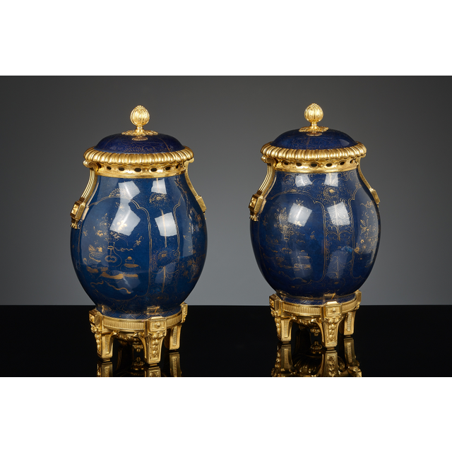 Paar Franse Louis XVI gemonteerde pot-pourris