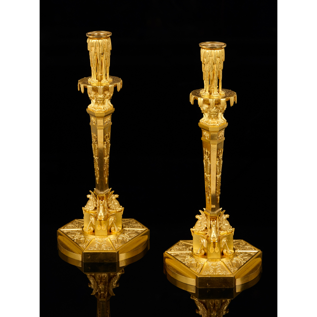 Pair of Russian Empire candlesticks, attributed to Friedrich Bergenfeldt