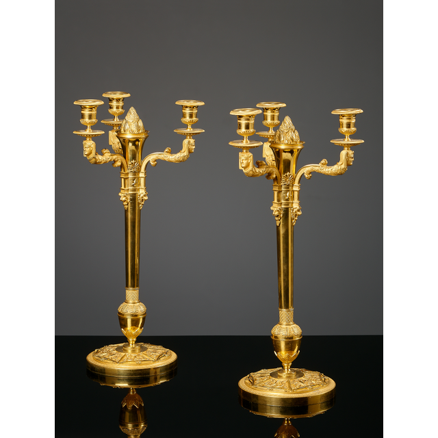 Pair of French Empire Retour d’Égypte candelabra