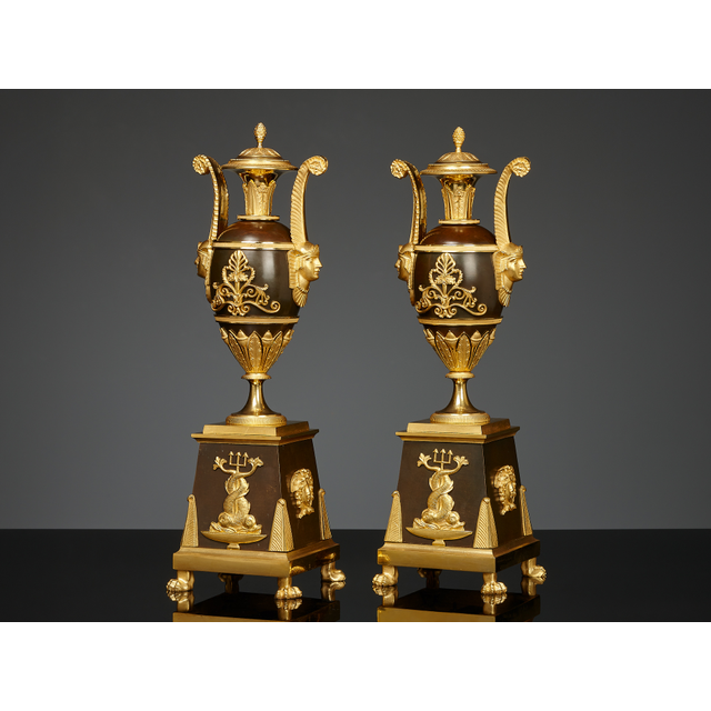 Pair of French Empire Retour d’Égypte ornamental vases