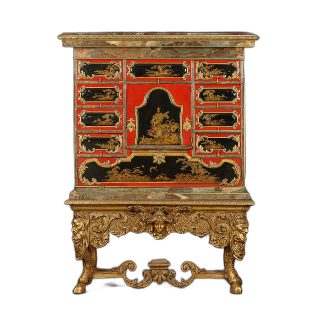 German Baroque lacquer writing cabinet