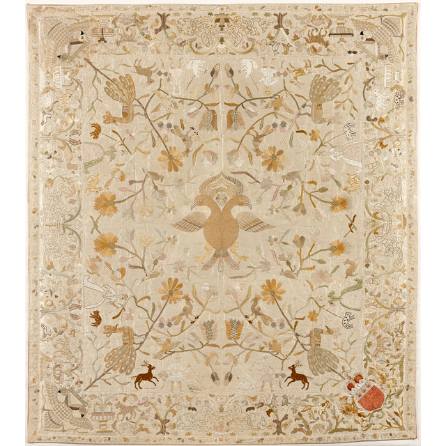 Chinese embroidered silk bedspread
