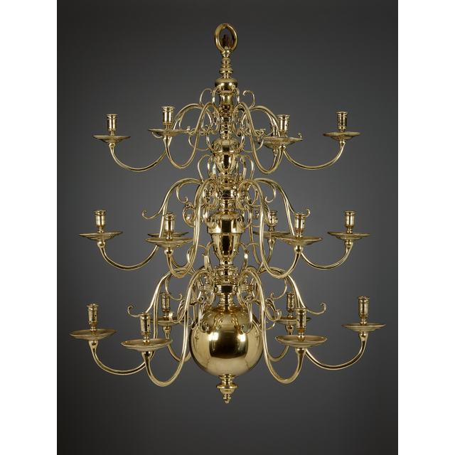 Dutch Renaissance Eighteen-Light Three-Tier Chandelier