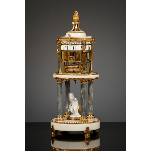 French Louis XVI cercles tournants mantel clock,  Temple de l’amour