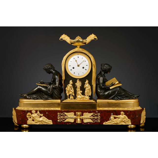 French Empire Mantel Clock, l'étude et le philosophie