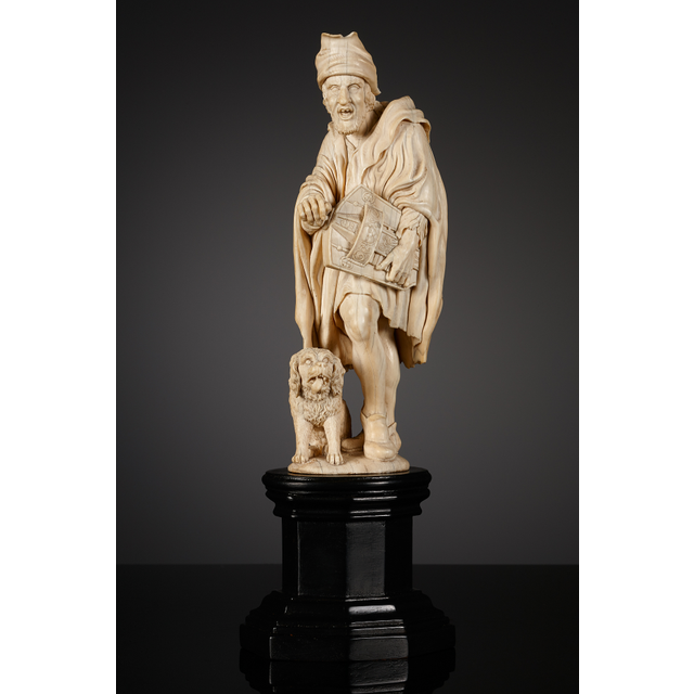 French Ivory Statuette of a Hurdy Gurdy Man