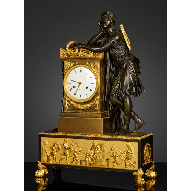 French Empire Mantel Clock depicting Orpheus