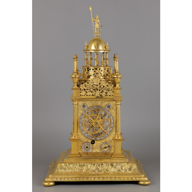German Renaissance Vertical Astronomical Table Clock