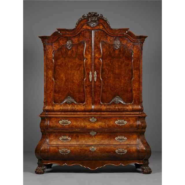 Dutch Louis XV burr walnut cabinet