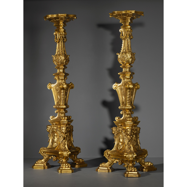 Paar große norditalienische Louis XIV Torchères