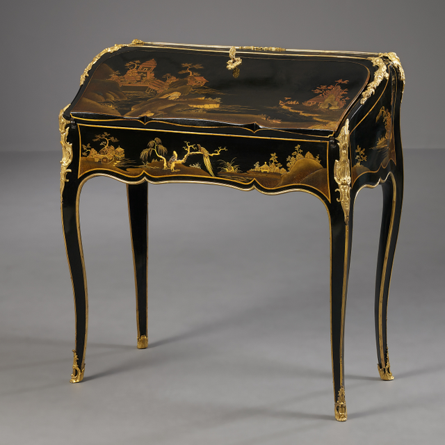 French Louis XV Lacquered Bureau, attributed to J.P. Latz