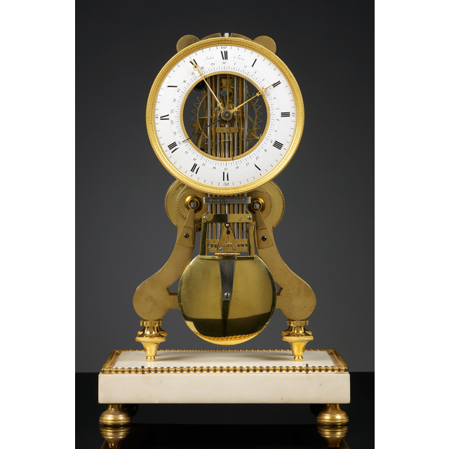 French Louis XVI Skeleton Clock, Robert Robin
