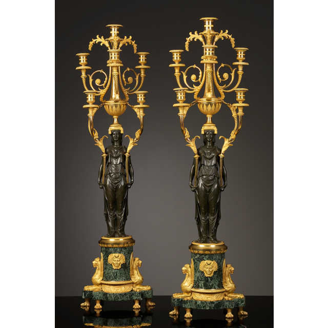 Pair of Large French Empire Candelabra