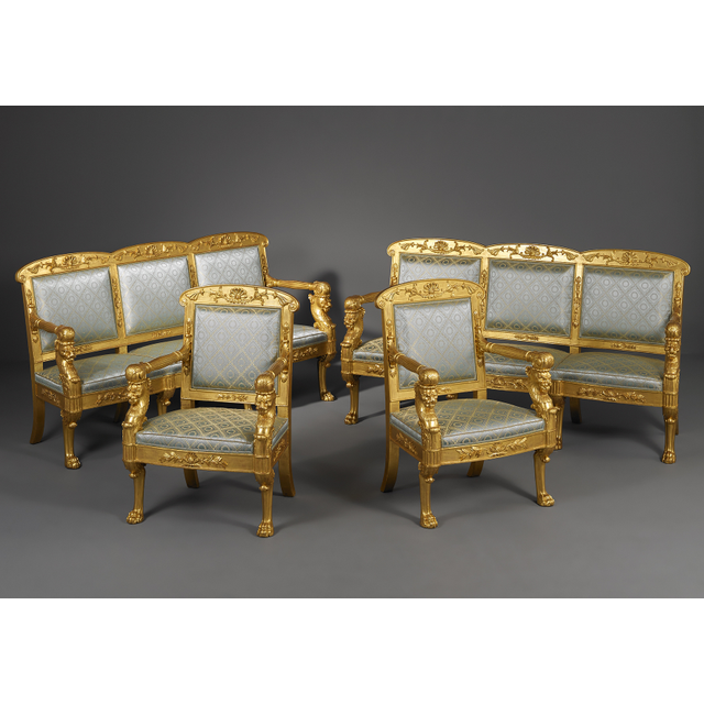 Italienischer Empire Salon aus vergoldetem Holz