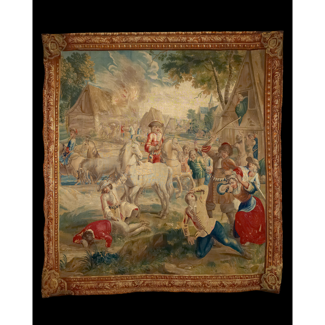 Brussels Wall Tapestry depicting The Plundering, attributed to Jérome le Clerc and Jacques van der Bocht I