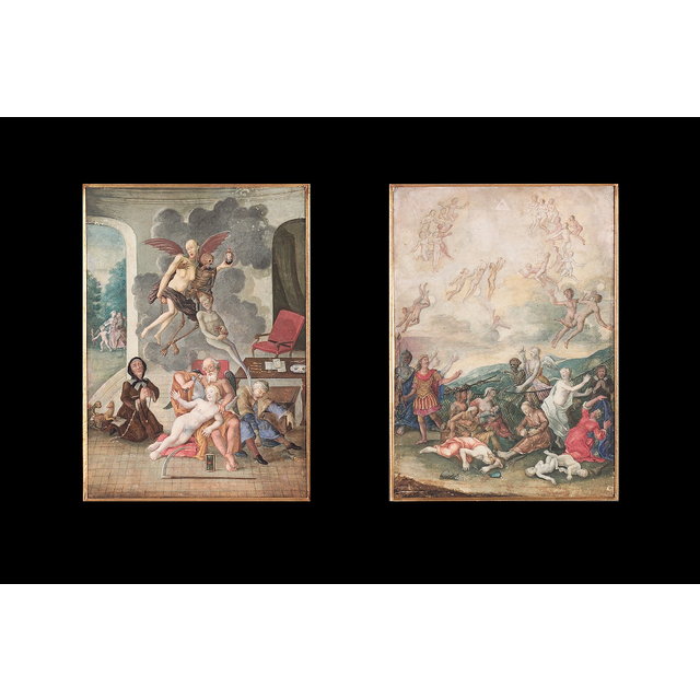 Two German Vanitas Gouache Paintings