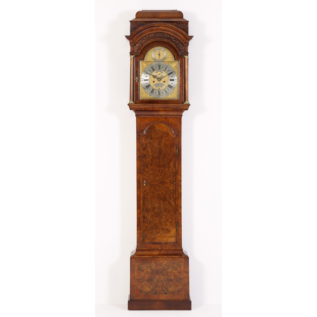English George II Burr Elm Longcase Clock