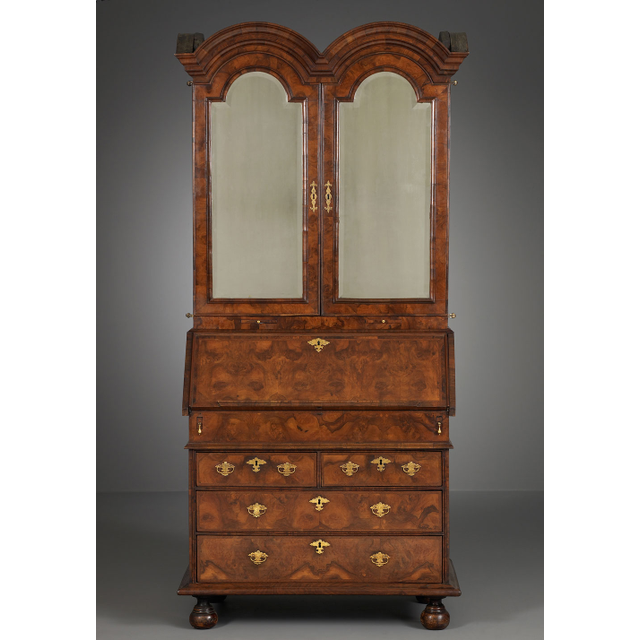 English Double Domed Bureau Bookcase