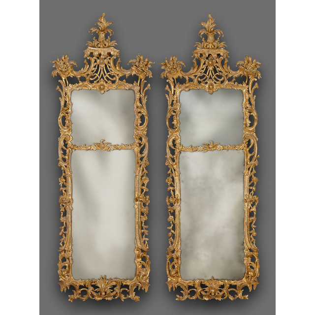 Pair of George II giltwood pier mirrors
