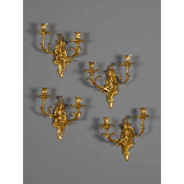 Vier Franse Louis XV appliques aux chinois