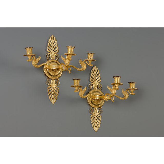 Paar Franse Empire drie-armige appliques