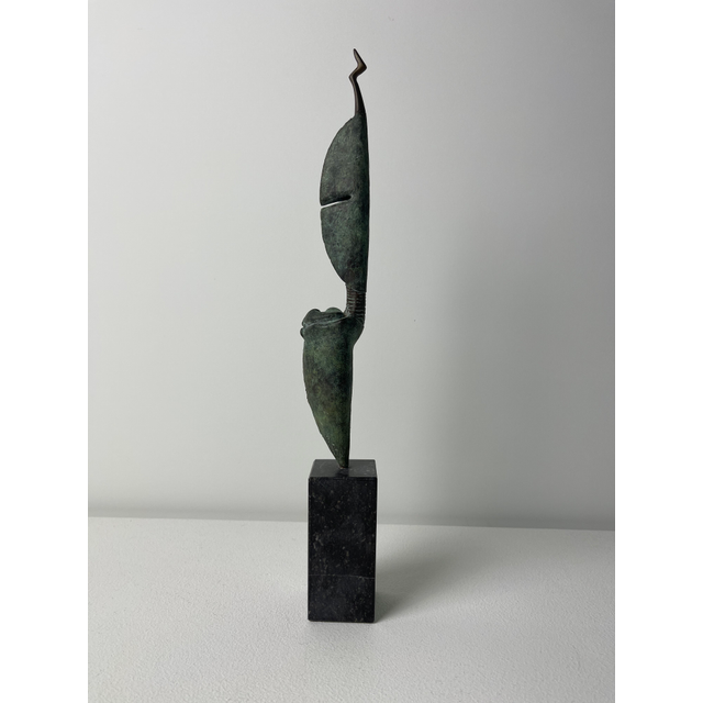 Pierre Lumey, patinated bronze sculpture titled 'Zuidenwind', 1987