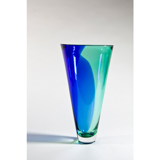 Floris Meydam, Glass Factory Leerdam, monumental unique two colored vase, 1985