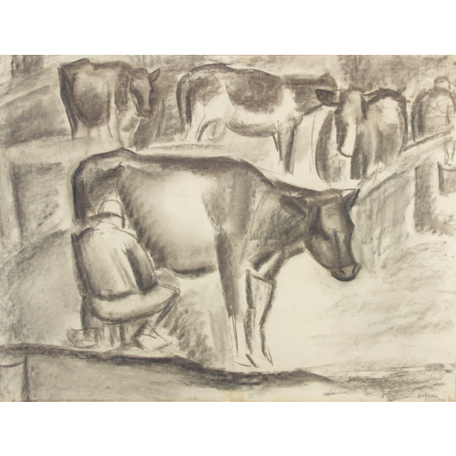 Leo Gestel, 'Beemster', houtskool op papier, 1922