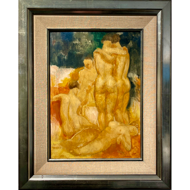 Toon Kelder, oil on panel, nude figures