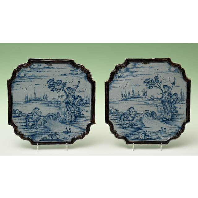 A pair of Delft plaques