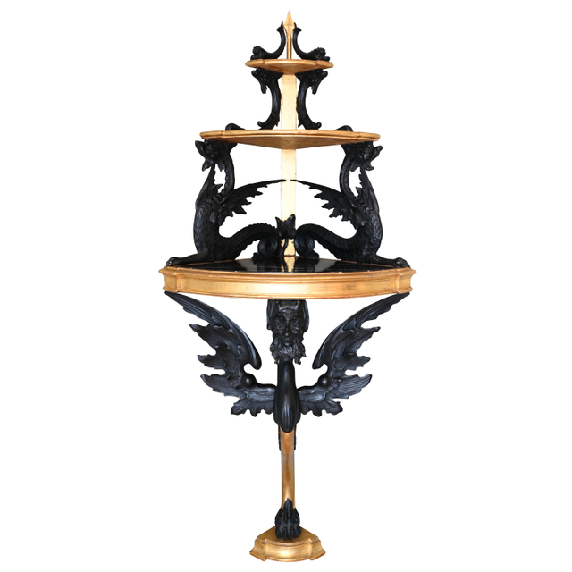 A decorative corner console