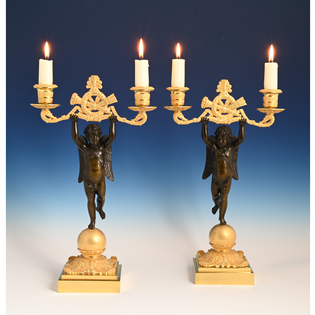 A pair of ormolu Empire candelabras