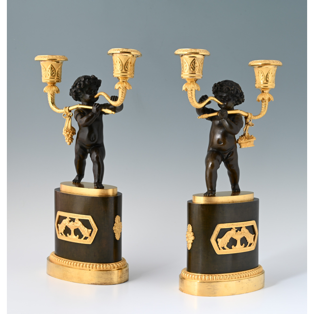 A pair of Empire candelabras
