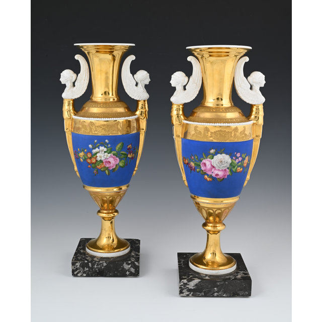 A pair of Empire porcelain vazes