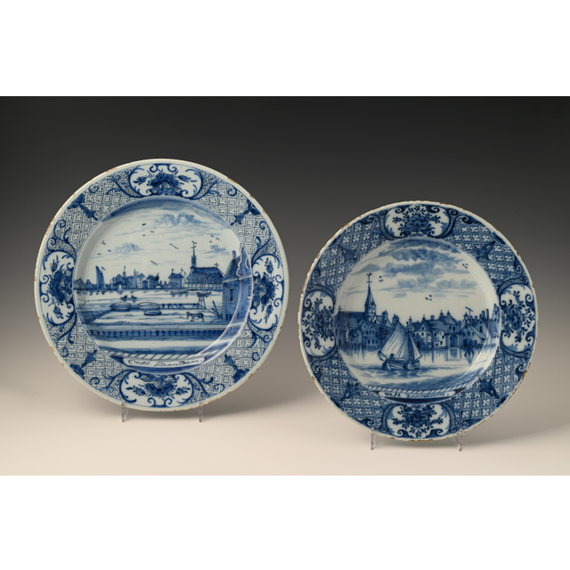 A pair of Delftware plates