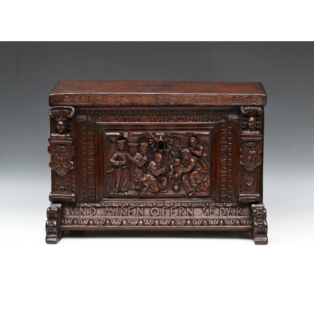 A 17th century oak bridal chest