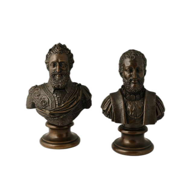 A pair of bronze busts