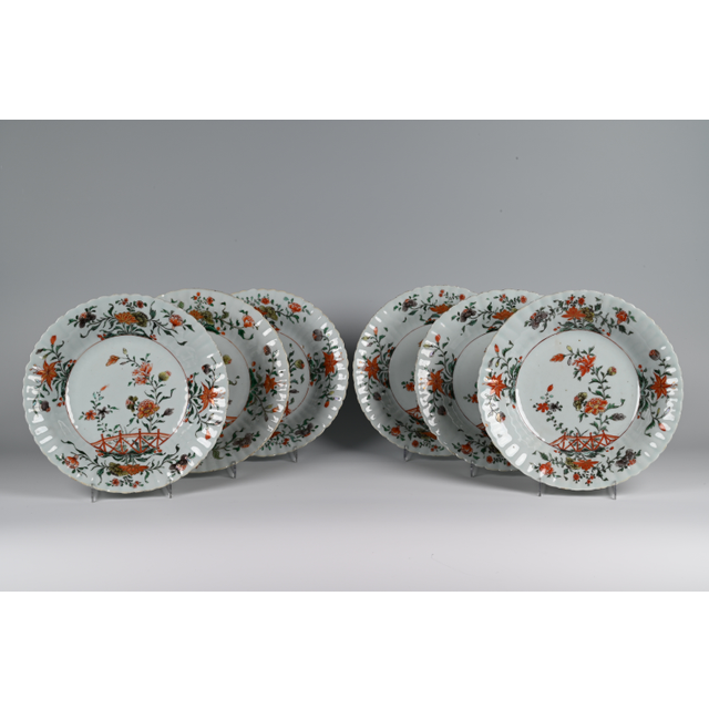 A set of six Chinese Famille Verte dishes