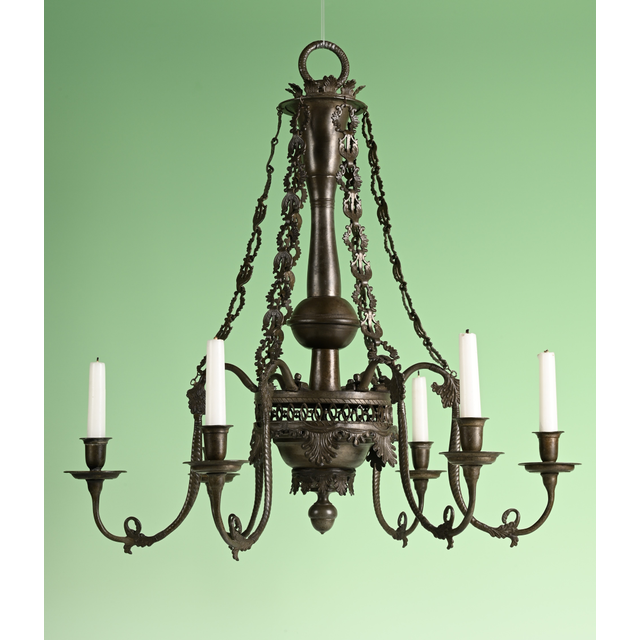 A rare pewter chandelier